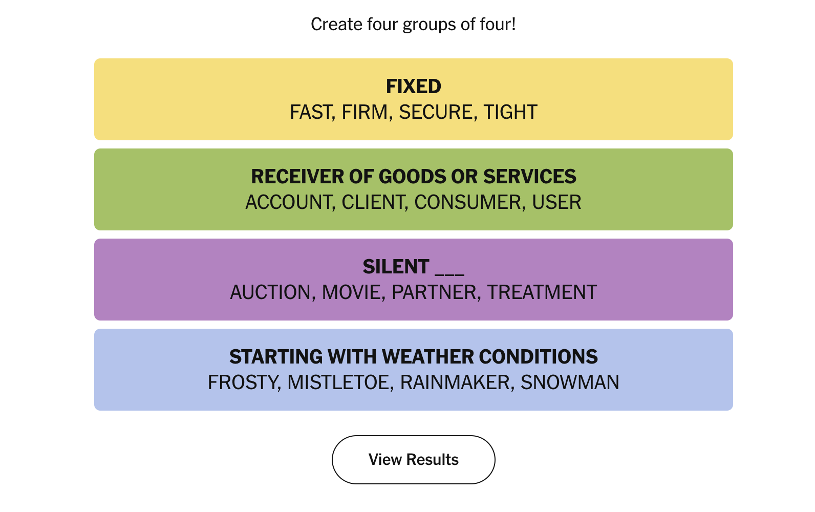 NYT Connections Answers and Hints for January 14, 2026 (#948)