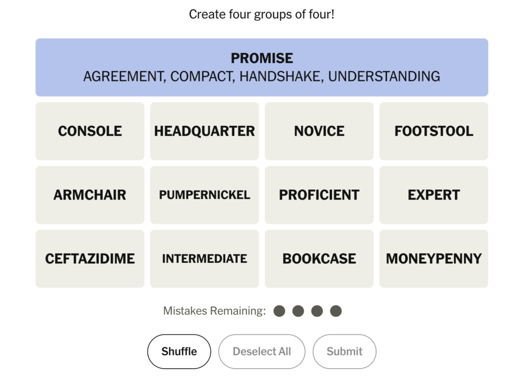 NYT CONNECTIONS TODAY