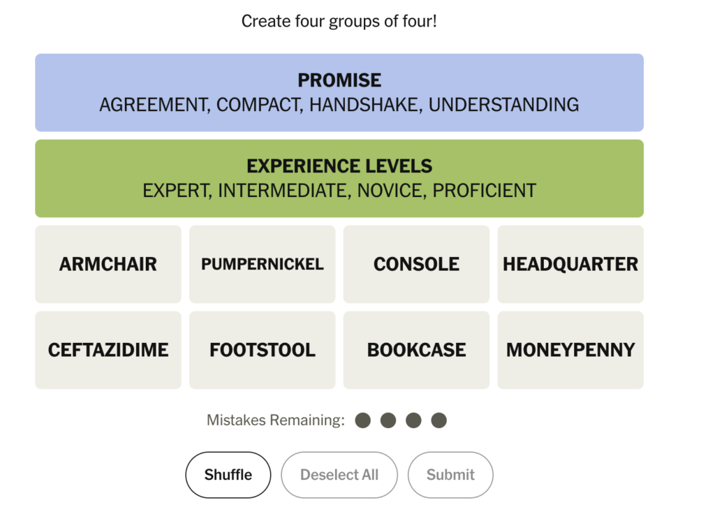 NYT CONNECTIONS TODAY