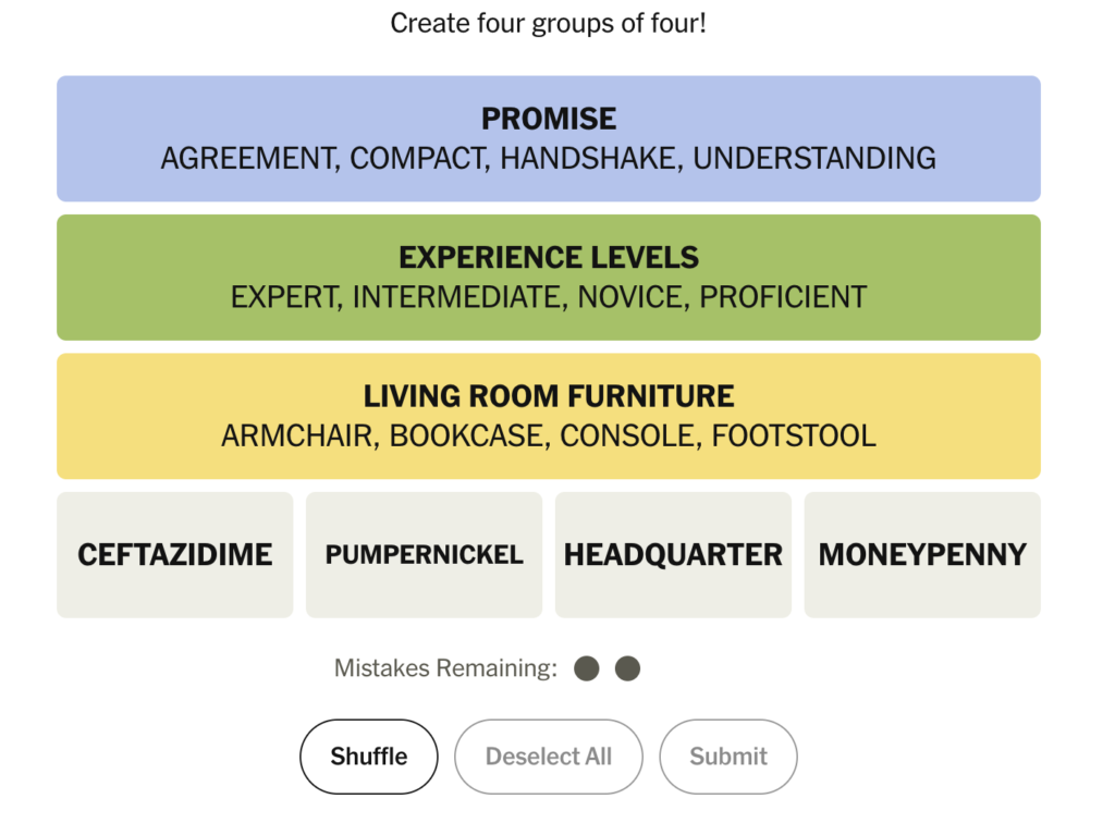 NYT CONNECTIONS TODAY